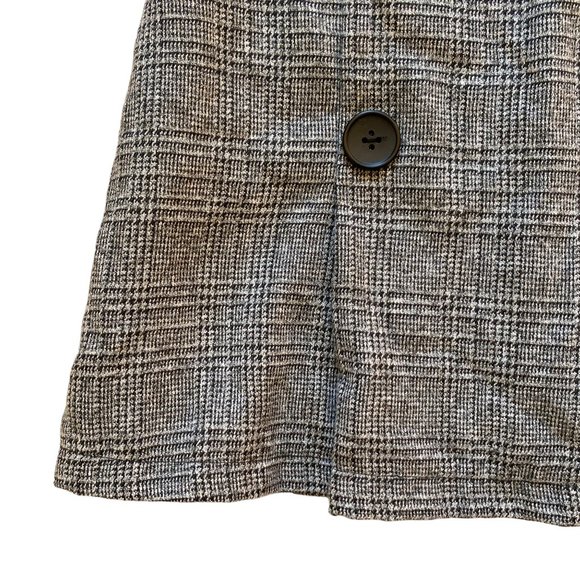 AML Clueless Plaid Tweed Button Pleat Front Preppy Celeb Style Mini Skirt -M - Picture 2 of 9